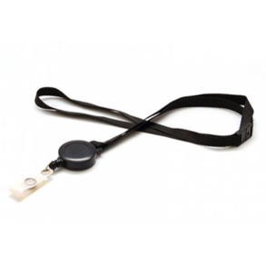 Sort nglesnor/lanyard 16 mm med yoyo og vinyl strop.